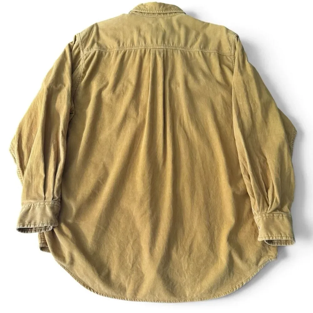 VTG Banana Republic Corduroy Shirt Men M Mustard Yellow Pinwale Cotton Hong Kong